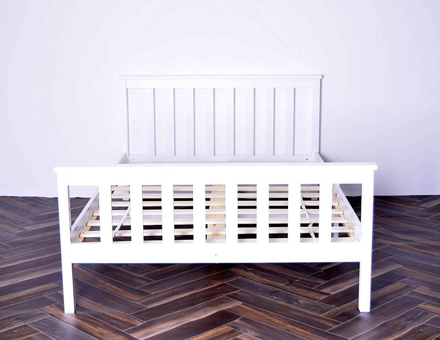 White 4ft Small Double Wooden Bed Frames Pine Solid Strong Wood Furniture (Small Double 4ft Bed Frame only)