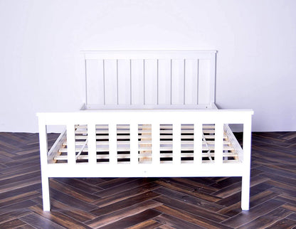 White 4ft Small Double Wooden Bed Frames Pine Solid Strong Wood Furniture (Small Double 4ft Bed Frame only)