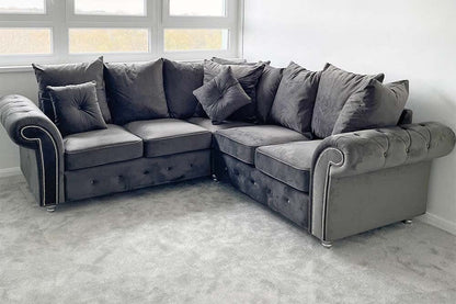 Hugo Sofa | 3 Seater 2 Seater Corner Sofa | Plush Velvet Grey | Living Room | Warranty Included… (3+2 Seater)
