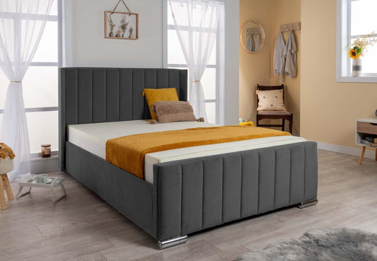 Wing Panel Ottoman Storage Bed (Gas Lift), Sleep Factorys Madison Steel Plush Velvet Upholstered Bed Frame - 6ft Super King (180 x 200 cm)