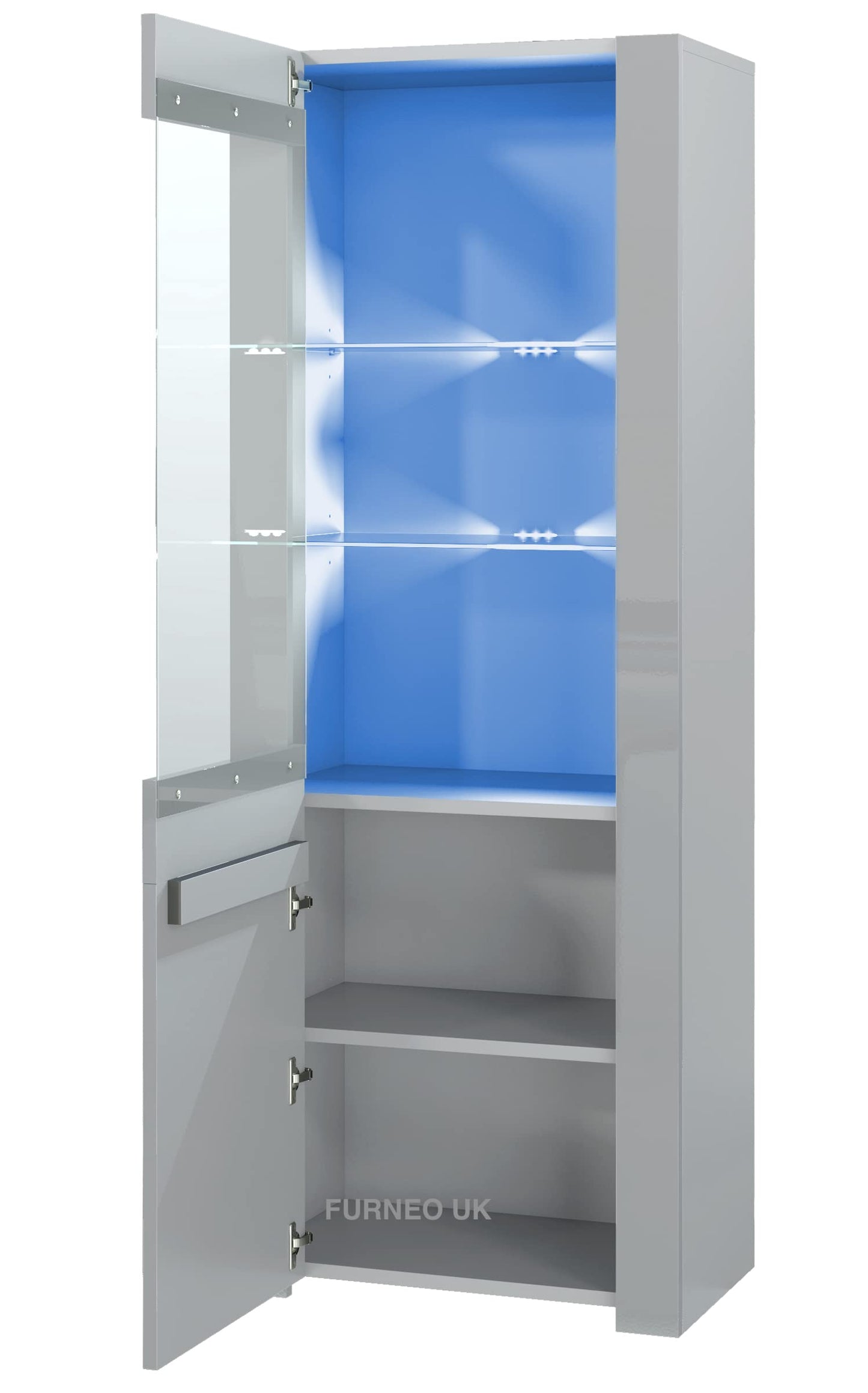 High Gloss & Matt Grey Living Room Set TV Stand Display Cabinets MilanoG White LED Lights