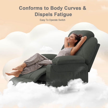 Recliner Armchair-Set of 3, Lift Chair For the Elderly, Power Recliner Chair with Massage & Heat, Extended Footrest, Type C+USB Ports, 2 Cup Holders, Dual Side Pockets Reclining Chairs