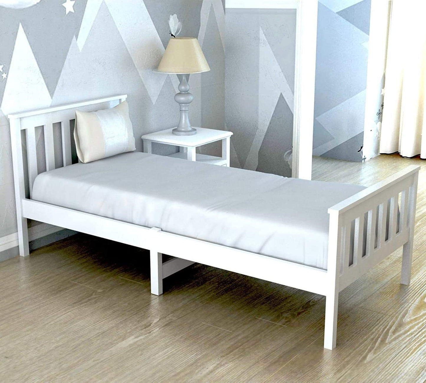 White 4ft Small Double Wooden Bed Frames Pine Solid Strong Wood Furniture (Small Double 4ft Bed Frame only)