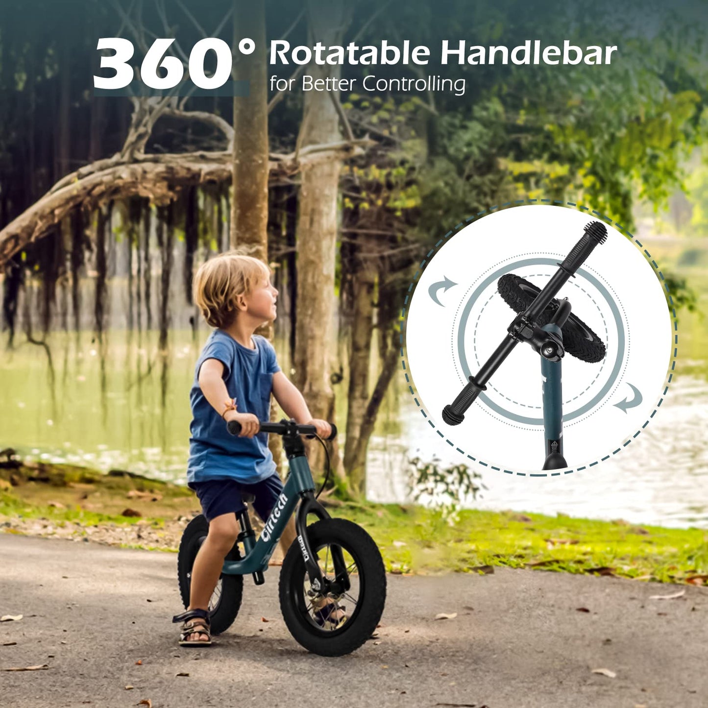 Hello-5ive 12" Balance Bike for 2, 3, 4, 5 Year Old Boys and Girls, Lightweight Nylon Frame Toddler Training Bike No Pedal Bikes for Kids with Adjustable Seat and Air Tires