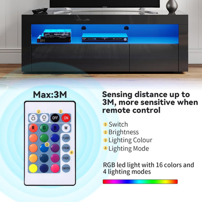 ELEGANT 1200mm LED TV Cabinet Modern White Gloss TV Stand with Ambient Lights for Living Room and Bedroom with Storage Furniture for 32 40 43 50 inch 4k TV