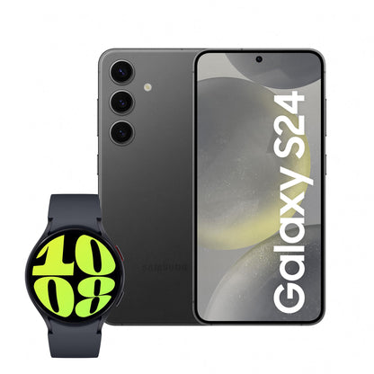Samsung Galaxy S24+, AI Android Smartphone, 12GB RAM, 512GB Storage, 50MP Camera, Large display, Onyx Black, 3 Year Manufacturer Extended Warranty with Watch6 Smart Watch, BT, 44mm (UK Version)