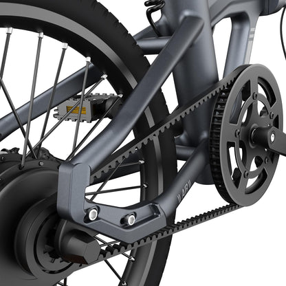 ADO Air 20S Folding E-Bike, 20" Electric Bike, Ultra Light Weight 18.5 KG Electric Bicycle, Carbon Belt/Adjustable Shock Absorption/LCD Display/ Disc Brakes/APP Intelligent(Shock Absorption Version)