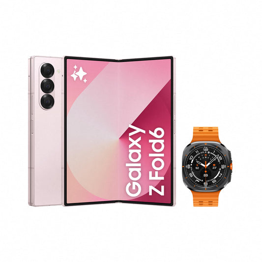 Samsung Galaxy Z Fold6 AI Smartphone, Unlocked Android Smartphone, 1TB Storage, Pink and Watch Ultra, Smart Watch, Dark Grey (UK Version)