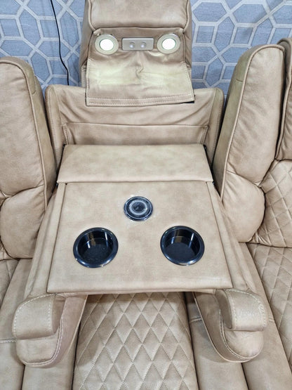 Orlando - Electric Recliners Sofa With Cupholders - 3+2 Seater Sofa Grey/LED Lights/Wireless Charging (Grey)