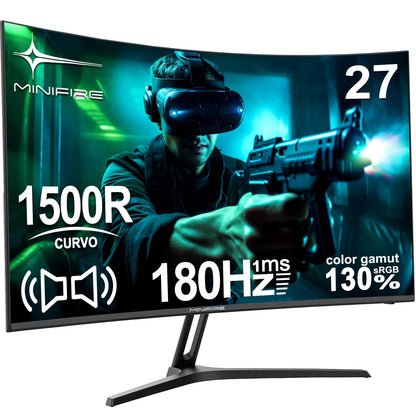 24 inch Curved Gaming Monitor 180Hz, 1ms, 130% sRGB, With Speakers, HDR, FreeSync, 300cd/m², VA, FHD 1080P, Frameless, HDMI1.4 DP1.2 Ports (MFG24C1 HDMI included)