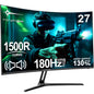 24 inch Curved Gaming Monitor 180Hz, 1ms, 130% sRGB, With Speakers, HDR, FreeSync, 300cd/m², VA, FHD 1080P, Frameless, HDMI1.4 DP1.2 Ports (MFG24C1 HDMI included)