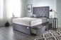 5FT King Size Divan Bed Ziggy Grey Plush Memory Foam Divan Bed Set With Mattress, 2 Drawers (Same Side) and Headboard (King (150cm X 200cm))