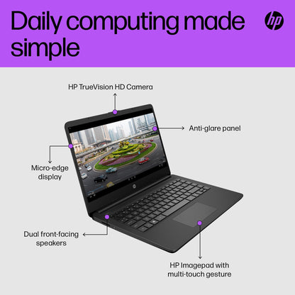 HP 14" Laptop, Intel Core i3-1215U Processor, 8 GB RAM, 256 GB SSD, Intel UHD Graphics, FHD Display, Up to 8hrs battery, Win 11, Dual Speakers, Natural Silver, 14s-dq5003sa
