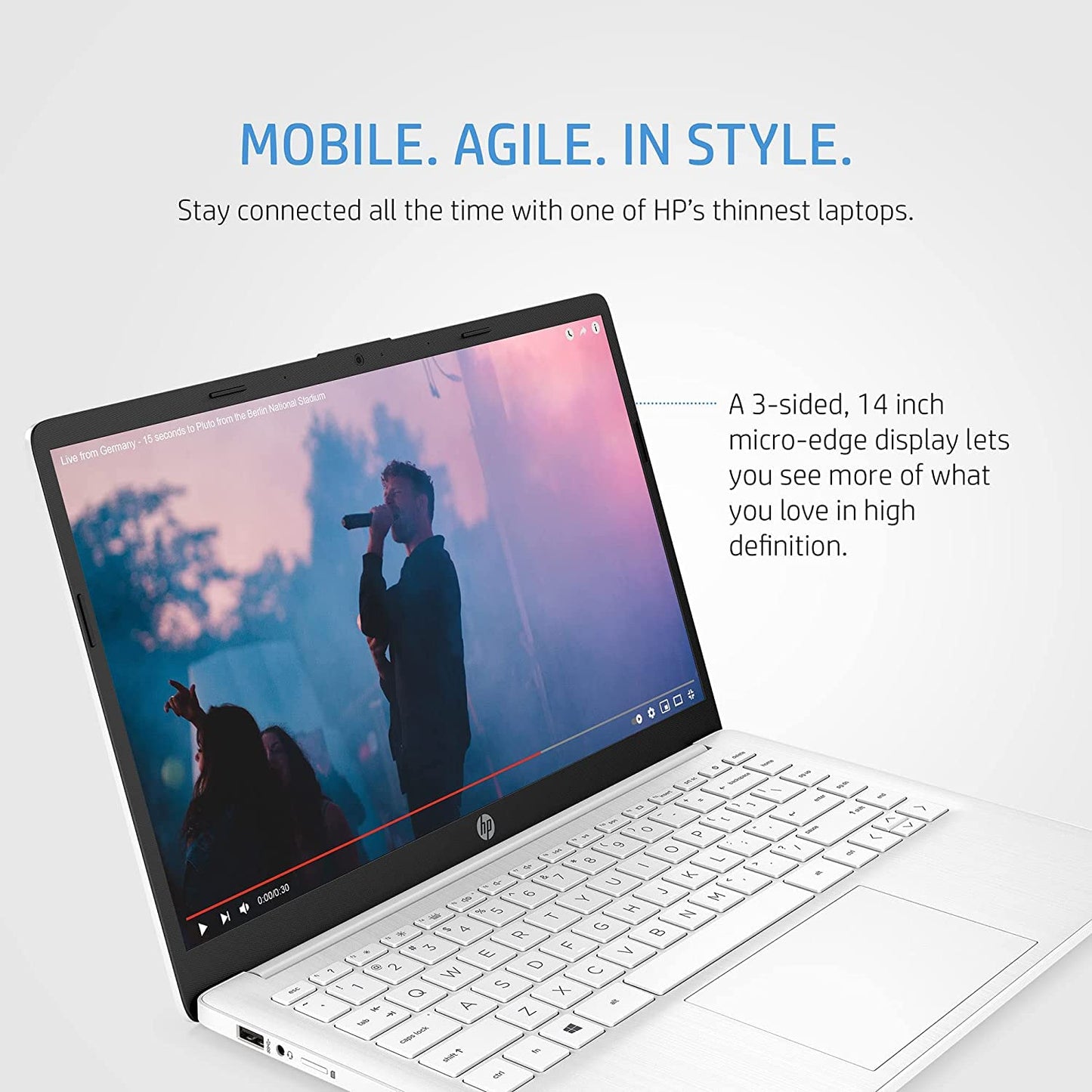 HP 14" Laptop, Intel Core i3-1215U Processor, 8 GB RAM, 256 GB SSD, Intel UHD Graphics, FHD Display, Up to 8hrs battery, Win 11, Dual Speakers, Natural Silver, 14s-dq5003sa