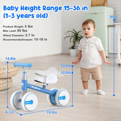 WINGBABE Baby Balance Bike for 1-2 Years Old Boys Girls,Toddler Balance Bike Ride on Toys for 10-24 Months Baby with Adjustable Seat, First bike for 1-2 Year Old Gifts