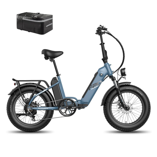 Fafrees Folding Electric Bikes for Adults, 48V 10.4AH*2 Removable Batteries Pedal Assist Ebike,140km Range, 20 * 4.0 INCHES Fat Tire MTB for Snow Beach, FF20 Polar