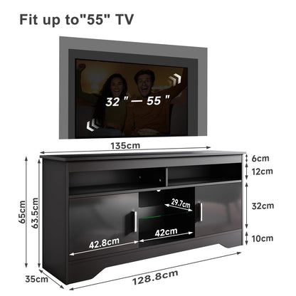ELEGANT 1200mm LED TV Cabinet Modern White Gloss TV Stand with Ambient Lights for Living Room and Bedroom with Storage Furniture for 32 40 43 50 inch 4k TV