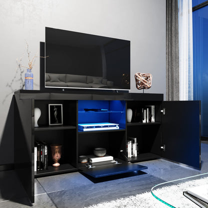 ELEGANT 1200mm LED TV Cabinet Modern White Gloss TV Stand with Ambient Lights for Living Room and Bedroom with Storage Furniture for 32 40 43 50 inch 4k TV