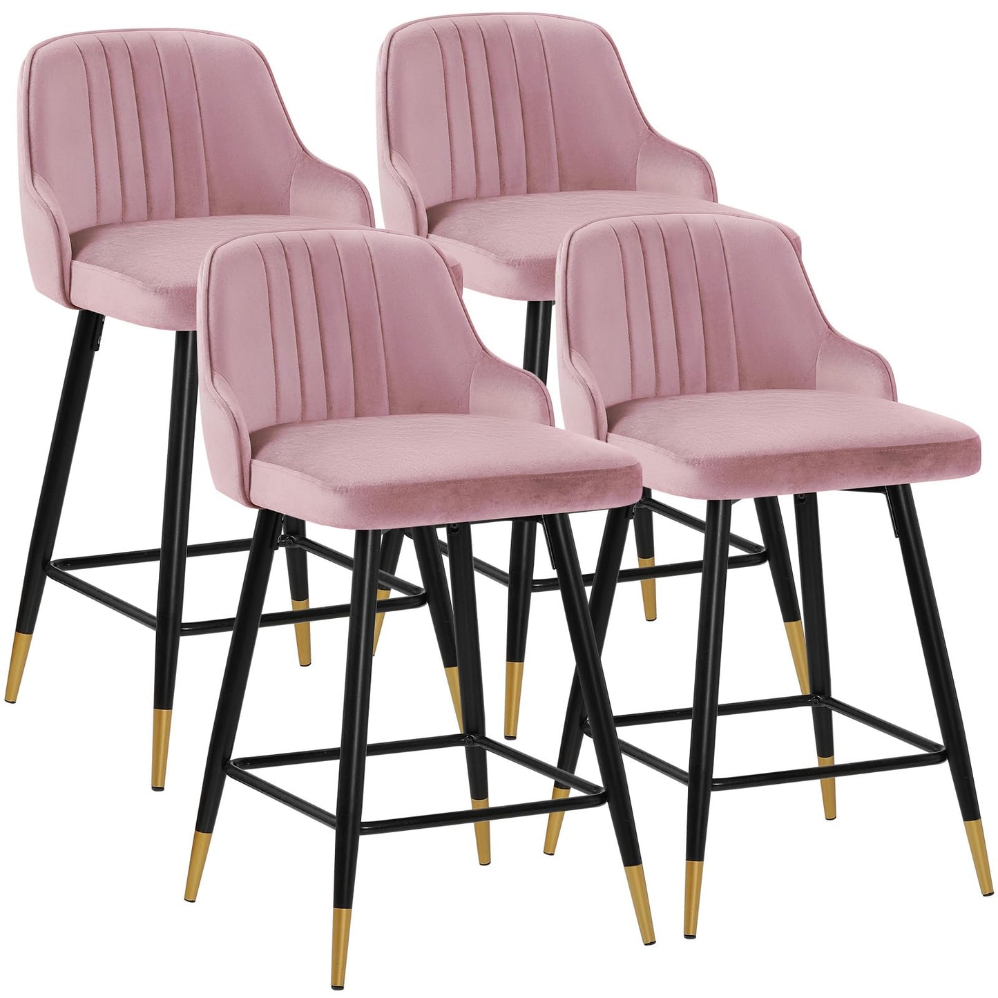 Bekrvio Upgraded Velvet Bar Stools Set of 2 – 360° Swivel Bar Chairs with Back & Footrest, Modern Kitchen Island Breakfast Stools, Support 150kg – New Version, Black