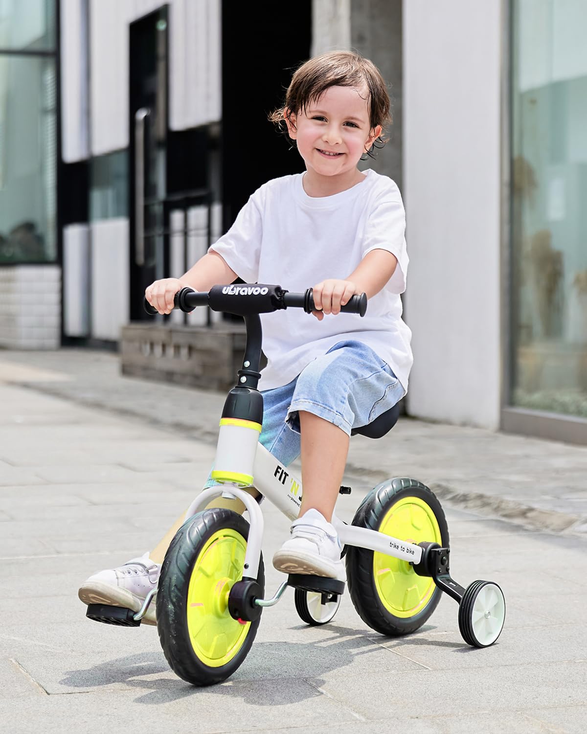 UBRAVOO Fit 'n Joy Beginner Toddler Training Bicycle, 4-in-1 Kids Balance Bike with Pedals & Training Wheels Options, Trike to Bike Riding Toys for Boys Girls 2-5