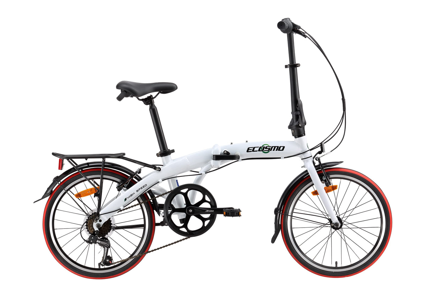 ECOSMO 20" Lightweight Alloy Folding City Bicycle Bike, 12kg, Made with 7 SP SHIMANO Gears, Small fold up size - 20AF09