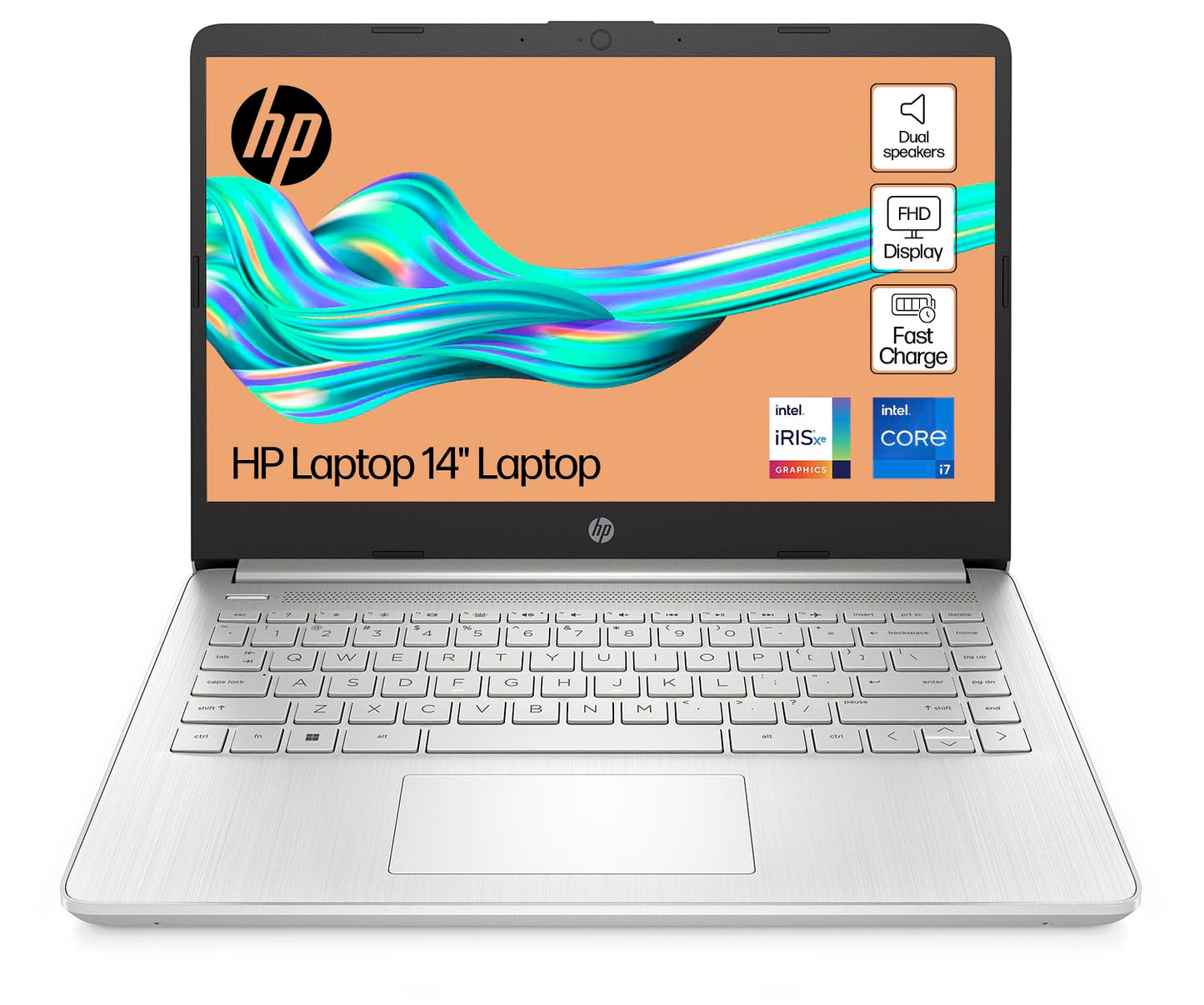HP 14" Laptop, Intel Core i3-1215U Processor, 8 GB RAM, 256 GB SSD, Intel UHD Graphics, FHD Display, Up to 8hrs battery, Win 11, Dual Speakers, Natural Silver, 14s-dq5003sa