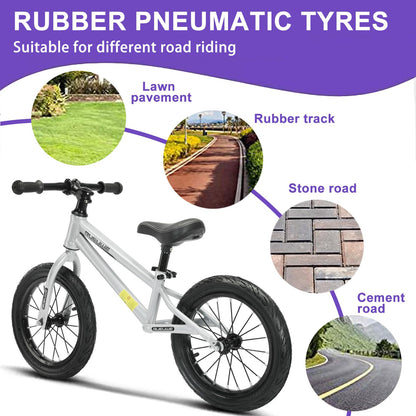 Bueuwe 16 Inch Balance Bike for Big Kids Aged 4 5 6 7 8 and 9 Years Old Boys Girls,Large No Pedal Training Bicycle, Adjustable Seat, Pneumatic Tires, Quick Assembly