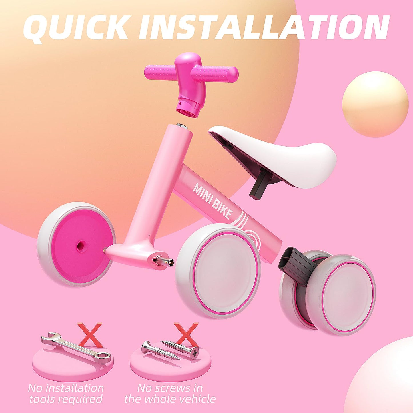 FAYDUDU Balance Bike for 1 Year Old Ride On Toy for 1 2 Years Old First Bike for Girls Boys Baby Bike Walker No Pedals Toddler Trike for 10-24 Months