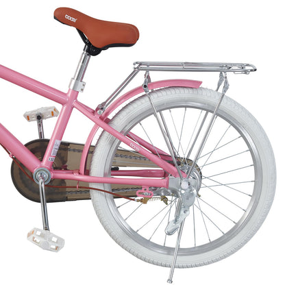 BSTSEL Kids Bike 16" 18" 20" 22" Pink Girls Children Bicycle with Basket, Silent Stabilizers Training Wheels and Double Brakes Ages 5-14 Years Old Children Bike 16-22 inch Bike Gift