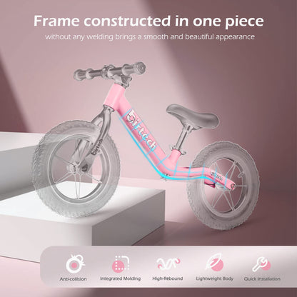 Hello-5ive 12" Balance Bike for 2, 3, 4, 5 Year Old Boys and Girls, Lightweight Nylon Frame Toddler Training Bike No Pedal Bikes for Kids with Adjustable Seat and Air Tires