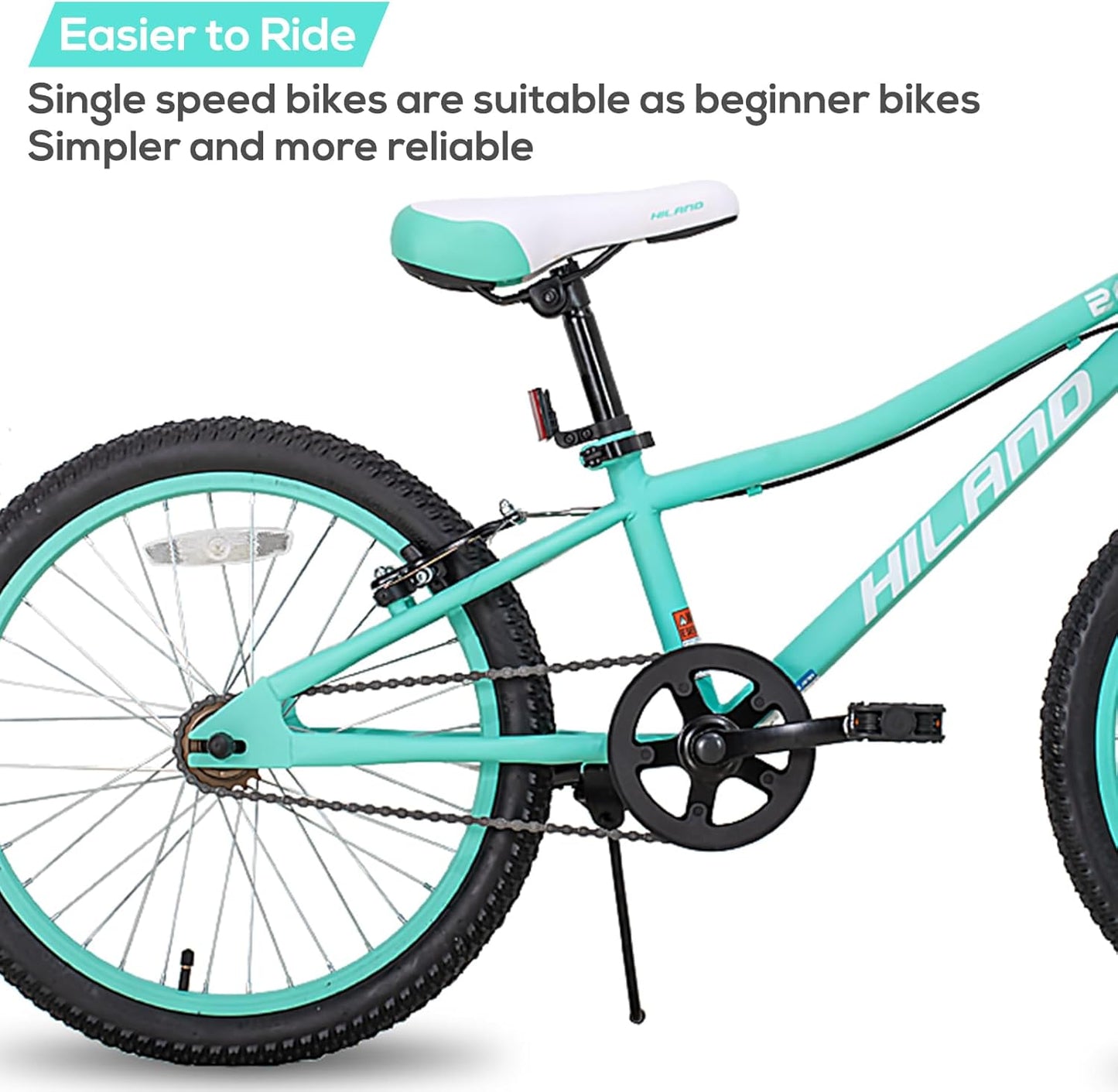 Hiland 20 Inch Mountain Bikr for Kids, Double V Brakes Kids Mountain Bike for Boys Girls, with Kickstand, Mint Green