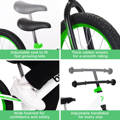 Bixe Balance Bike: for Big Kids Aged 4, 5, 6, 7, 8 and 9 Years Old - No Pedal Sport Training Bicycle | 16inch Wheel