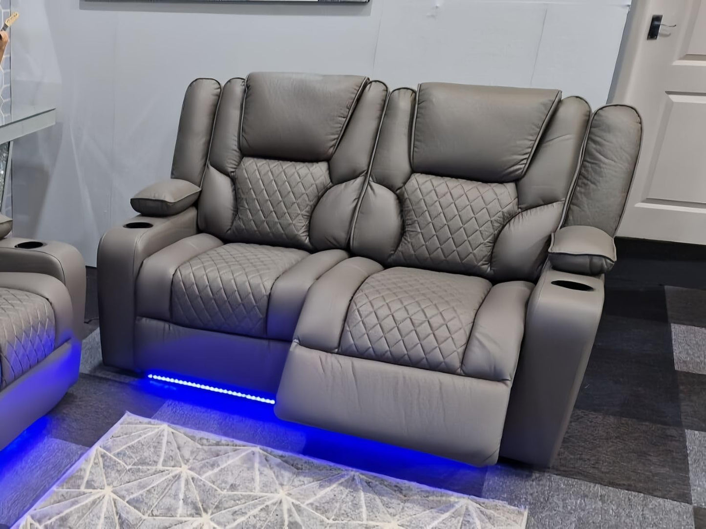 Orlando - Electric Recliners Sofa With Cupholders - 3+2 Seater Sofa Grey/LED Lights/Wireless Charging (Grey)