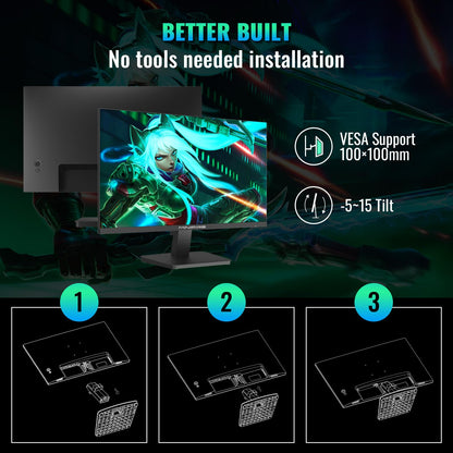 24 inch Curved Gaming Monitor 180Hz, 1ms, 130% sRGB, With Speakers, HDR, FreeSync, 300cd/m², VA, FHD 1080P, Frameless, HDMI1.4 DP1.2 Ports (MFG24C1 HDMI included)