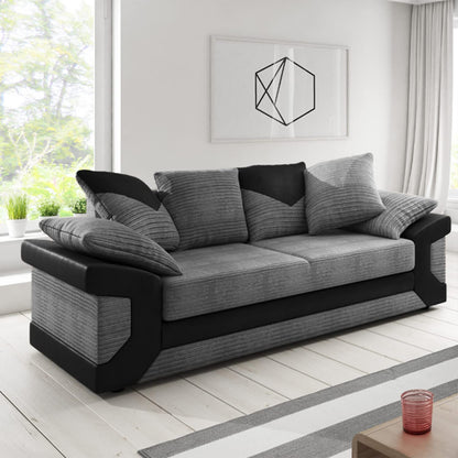 New Large Dino Black and Grey 3 Seater sofa (Black and Grey, 3 Seater)