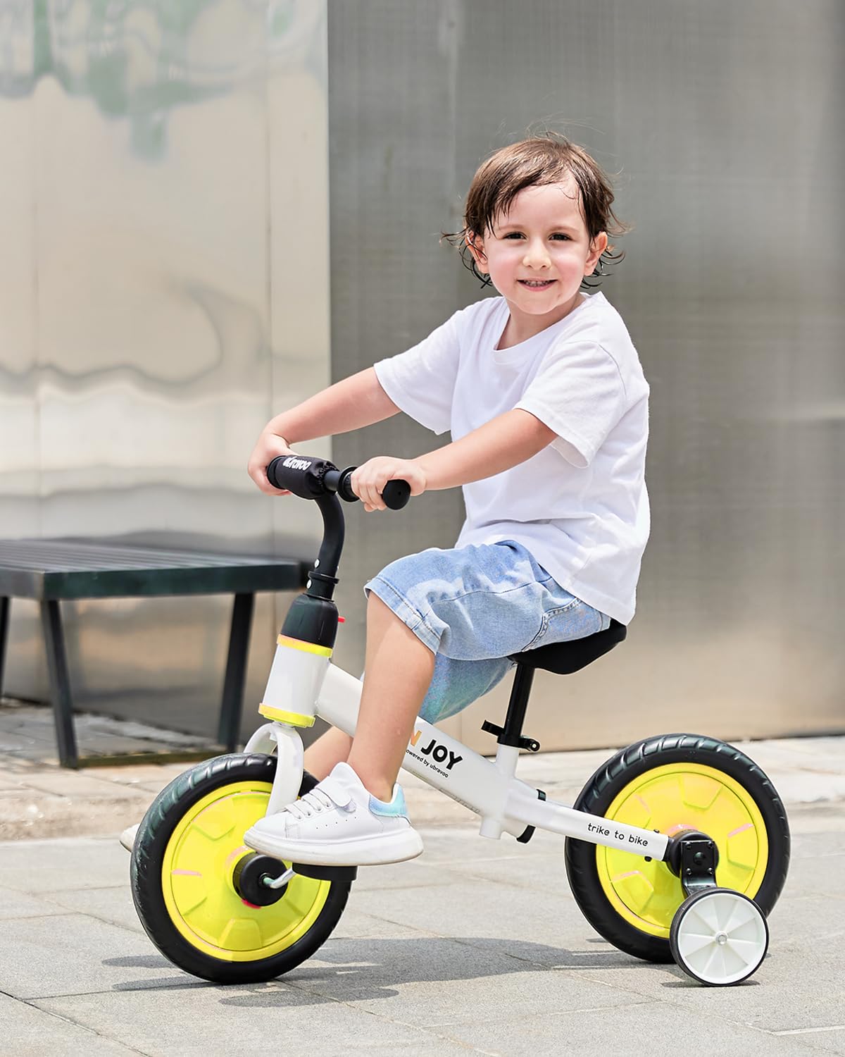 UBRAVOO Fit 'n Joy Beginner Toddler Training Bicycle, 4-in-1 Kids Balance Bike with Pedals & Training Wheels Options, Trike to Bike Riding Toys for Boys Girls 2-5