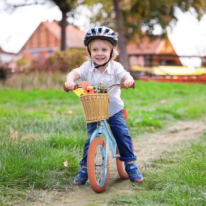 H.yeed 14 Inch Kids Balance Bike, Lightweight Height-adjustable Push Bike with Removable Basket and Rubber Air Tires, Toddler Training Bike for 3-6 Years Old Boys Girls（No Flower）
