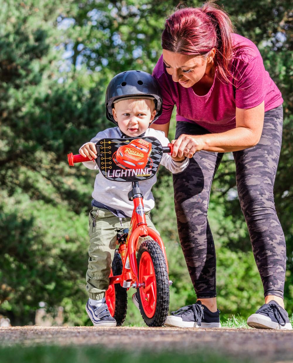 Huffy Disney Cars Balance Bike for Kids 2-4 Year Old Boy or Girl ft Lightning McQueen 12" Wheels Red