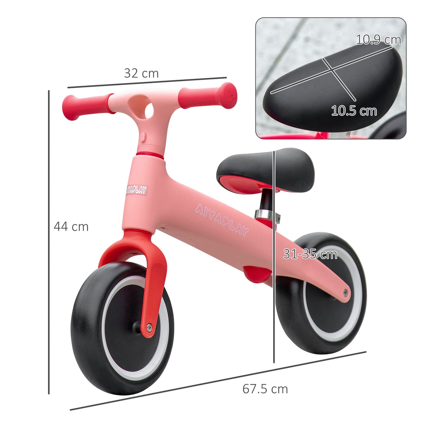 AIYAPLAY Baby Balance Bike Children Bike Without Pedals w/Adjustable Seat, for Toddlers, Ages 1.5-3 Years up to 25kg