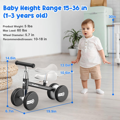 WINGBABE Baby Balance Bike for 1-2 Years Old Boys Girls,Toddler Balance Bike Ride on Toys for 10-24 Months Baby with Adjustable Seat, First bike for 1-2 Year Old Gifts