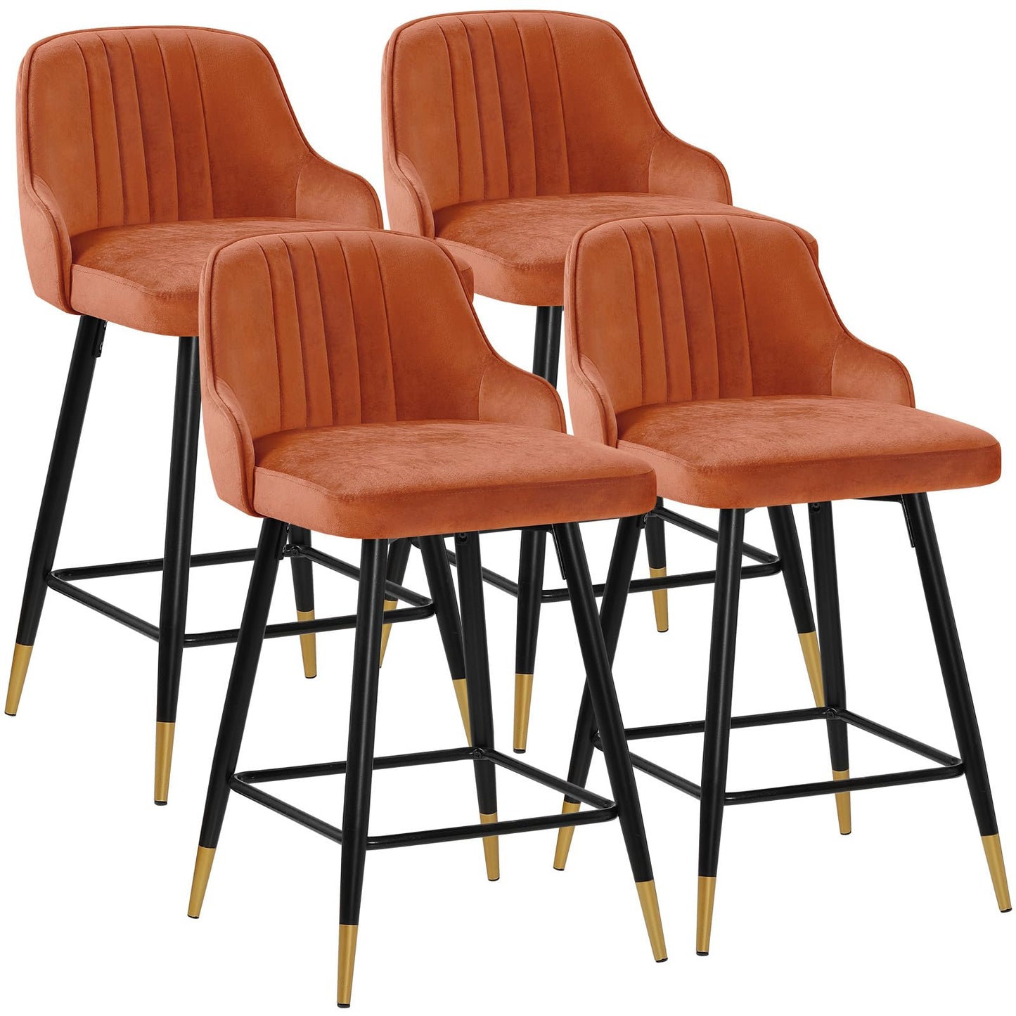 Bekrvio Upgraded Velvet Bar Stools Set of 2 – 360° Swivel Bar Chairs with Back & Footrest, Modern Kitchen Island Breakfast Stools, Support 150kg – New Version, Black