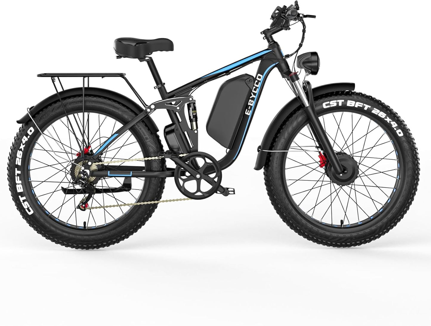Snokco EB7Pro Electric Bike Dual Motor Adult Electric Bike Battery 52V 23Ah Hydraulic Disc Brake 26 Inch Suspension Fat Tire All Terrain Electric Bike