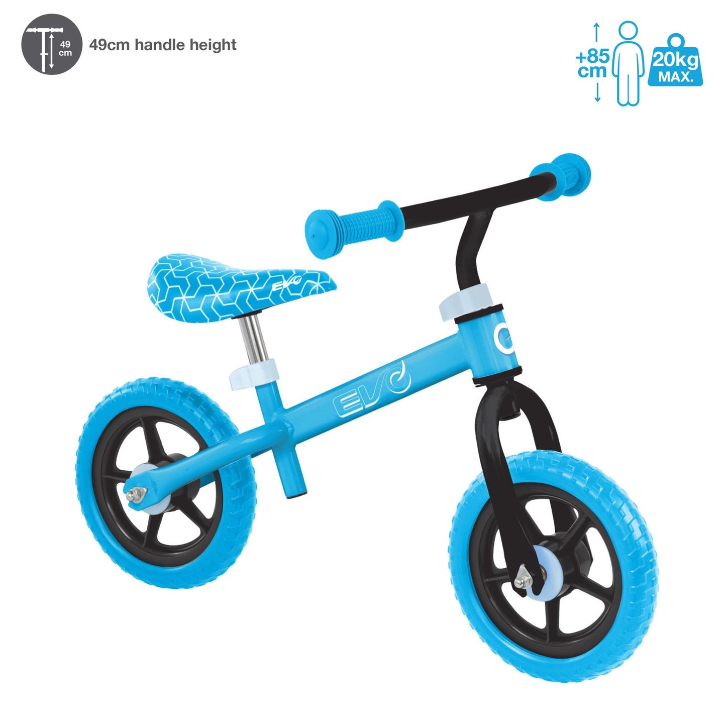 EVO Children's Balance Bike | Adjustable Seat Height | Lightweight Kids' Walking Bike, Toddler Training Bicycle For Boys And Girls 2+