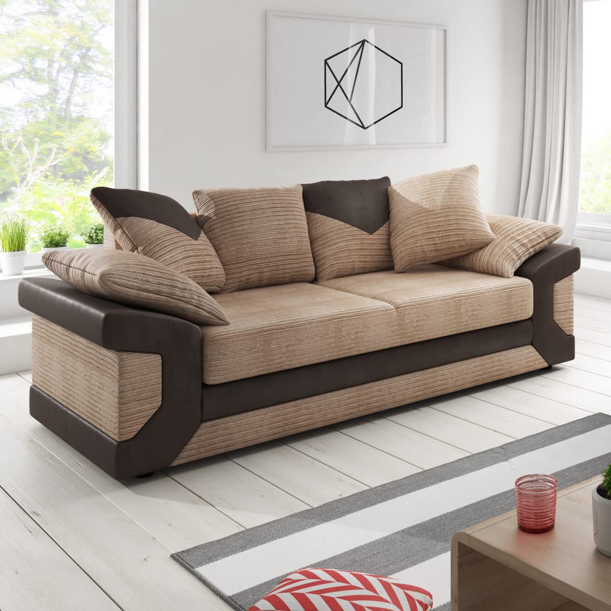 New Large Dino Black and Grey 3 Seater sofa (Black and Grey, 3 Seater)