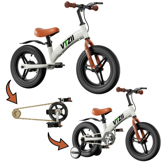 VTZII Balance Bike 2 in 1 with Pedals Brake Training Wheels Kickstand Pneumatic tyre,for Kids 2-7 Years Old,Kids Bike 12 14 16 inch