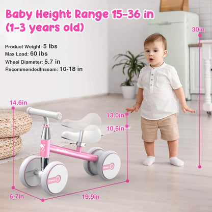 WINGBABE Baby Balance Bike for 1-2 Years Old Boys Girls,Toddler Balance Bike Ride on Toys for 10-24 Months Baby with Adjustable Seat, First bike for 1-2 Year Old Gifts