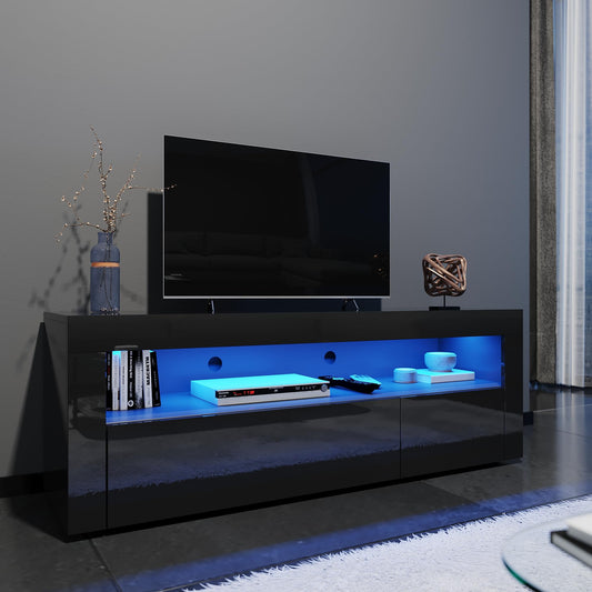 ELEGANT 1200mm LED TV Cabinet Modern White Gloss TV Stand with Ambient Lights for Living Room and Bedroom with Storage Furniture for 32 40 43 50 inch 4k TV