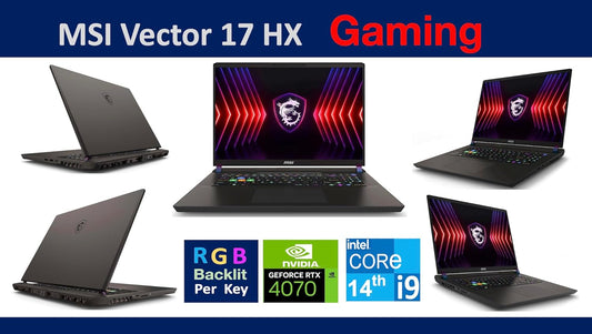 MSI Vector 17 HX Gaming Laptop 17" WQXGA 240Hz (24-Core 14th Gen Intel i9-14900HX, GeForce RTX 4070, 64GB DDR5, 4TB PCIe SSD, Per Key RGB KYB, Thunderbolt 4, WiFi 7, Win11P) w/DKZ Hub