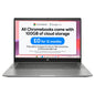 HP Chromebook 14" | Intel Processor N100 Processor| 4 GB RAM | 128 GB Flash Storage | Intel UHD Graphics | HD Display | Up to 12hrs battery | Chrome OS | Dual Speakers | Glacier Silver | 14a-nf0002sa