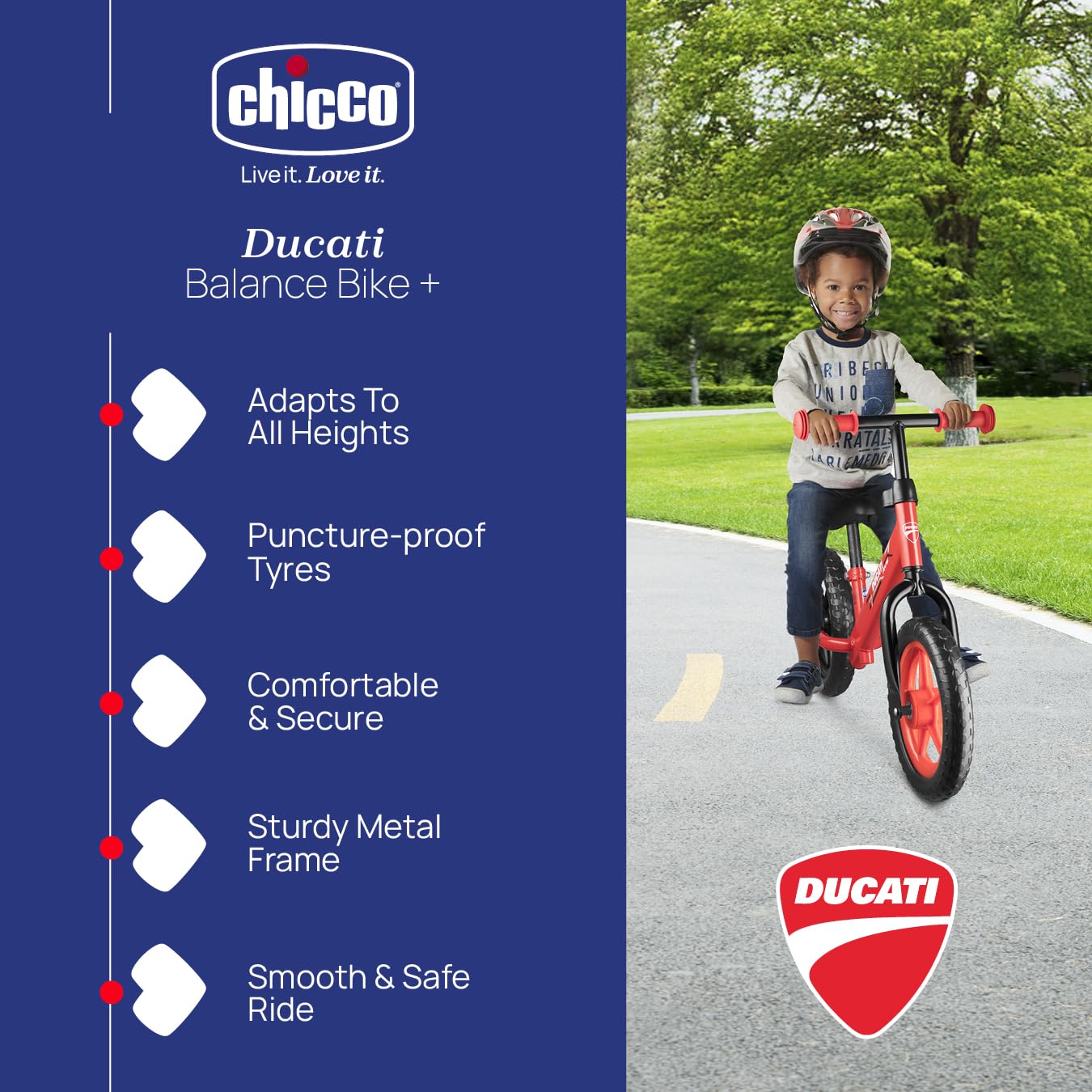 Chicco Red Bullet Toddler Balance Bike 2 to 5 Years Old, No Pedal Walking Girls and Boys Bike. Ideal First Bike, Birthday Gift and Outdoor Toy
